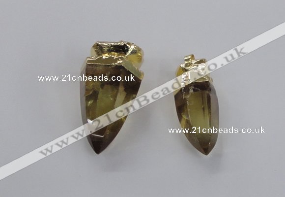 NGP2630 15*35mm - 18*40mm cone lemon quartz gemstone pendants