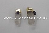 NGP2634 15*30mm - 18*40mm sticks white crystal & amethyst pendants