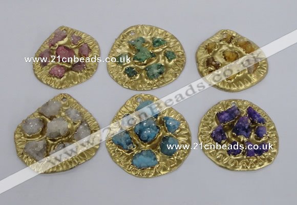 NGP2643 30*35mm - 40*55mm freeform druzy agate pendants wholesale