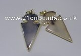 NGP2645 25*48mm - 28*54mm arrowhead agate pendants wholesale