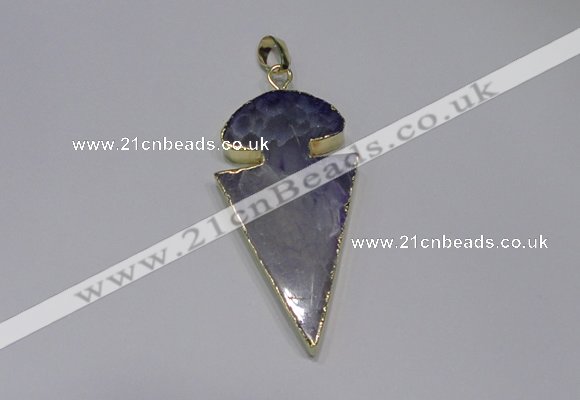 NGP2647 25*48mm - 28*54mm arrowhead agate pendants wholesale