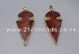 NGP2648 25*48mm - 28*54mm arrowhead agate pendants wholesale