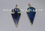 NGP2649 25*48mm - 28*54mm arrowhead agate pendants wholesale