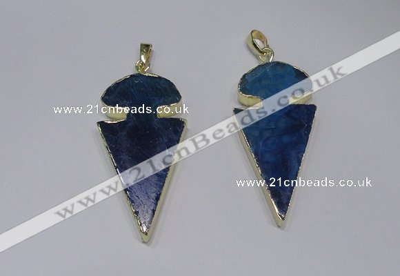 NGP2649 25*48mm - 28*54mm arrowhead agate pendants wholesale