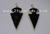 NGP2651 25*48mm - 28*54mm arrowhead agate pendants wholesale