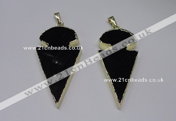 NGP2651 25*48mm - 28*54mm arrowhead agate pendants wholesale