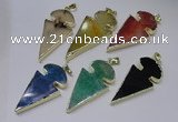 NGP2652 25*48mm - 28*54mm arrowhead agate pendants wholesale
