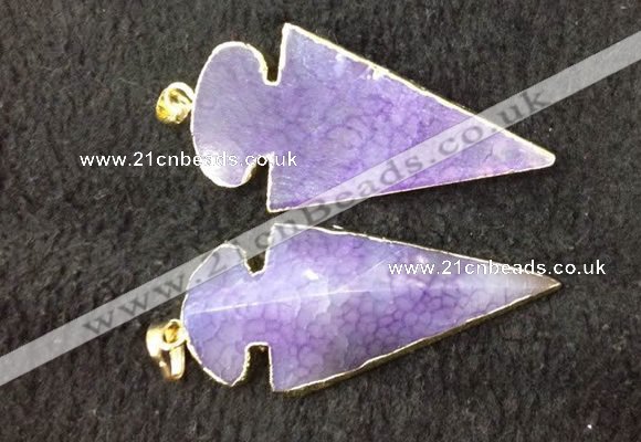 NGP2656 24*53mm - 26*55mm arrowhead agate pendants wholesale