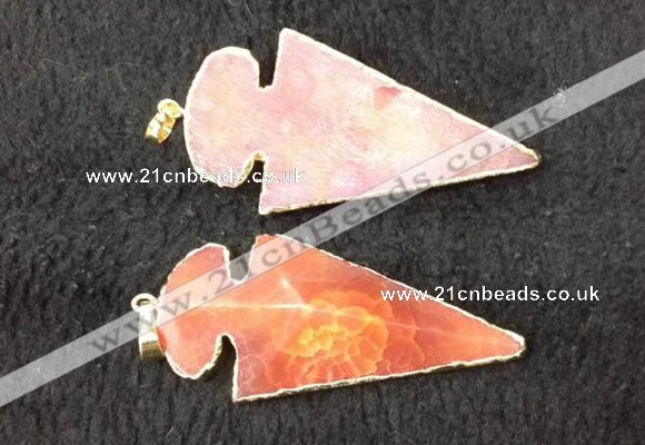 NGP2657 24*53mm - 26*55mm arrowhead agate pendants wholesale