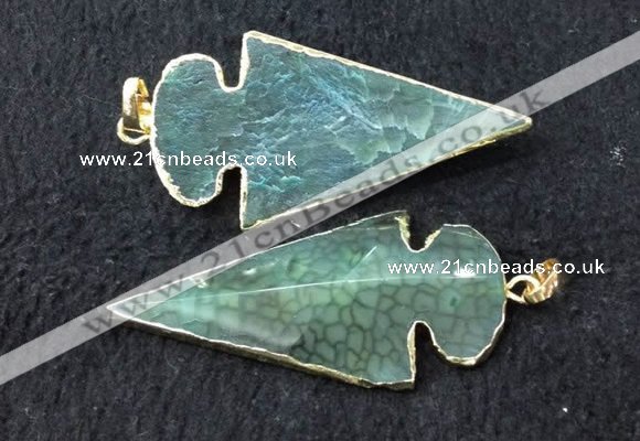 NGP2659 24*53mm - 26*55mm arrowhead agate pendants wholesale
