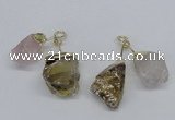 NGP2681 18*25mm - 20*25mm nuggets mixed quartz pendants wholesale