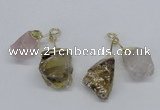 NGP2681 18*25mm - 20*25mm nuggets mixed quartz pendants wholesale