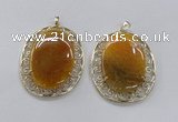 NGP2755 50*60mm oval agate gemstone pendants wholesale