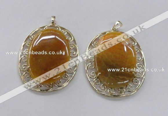 NGP2755 50*60mm oval agate gemstone pendants wholesale