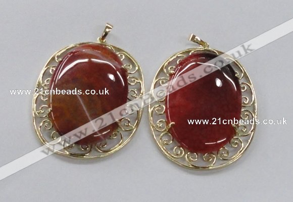 NGP2757 50*60mm oval agate gemstone pendants wholesale