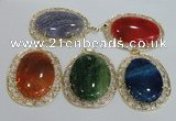 NGP2760 50*60mm oval agate gemstone pendants wholesale