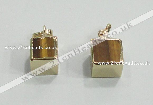 NGP2780 10*12mm - 12*14mm cube yellow tiger eye gemstone pendants