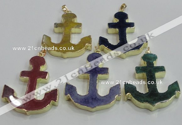 NGP2789 40*50mm anchor agate gemstone pendants wholesale