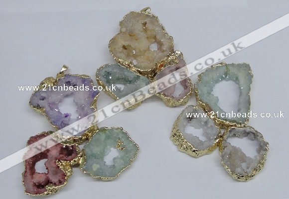 NGP2792 25*30mm - 40*45mm freeform druzy agate pendants