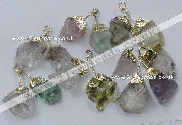 NGP2814 18*25mm - 20*25mm nuggets mixed quartz pendants wholesale
