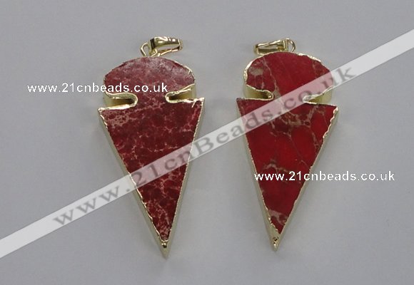 NGP2820 25*50mm - 27*55mm arrowhead sea sediment jasper pendants