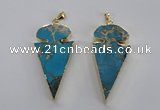 NGP2821 25*50mm - 27*55mm arrowhead sea sediment jasper pendants