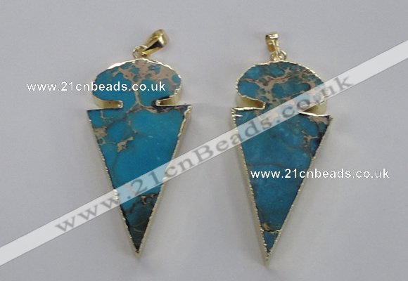 NGP2821 25*50mm - 27*55mm arrowhead sea sediment jasper pendants