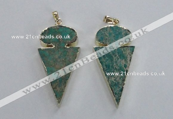 NGP2822 25*50mm - 27*55mm arrowhead sea sediment jasper pendants