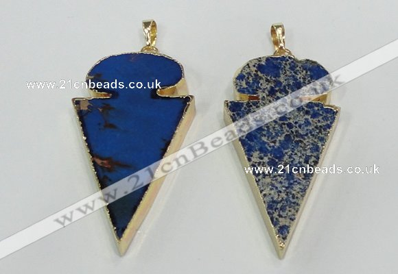 NGP2823 25*50mm - 27*55mm arrowhead sea sediment jasper pendants