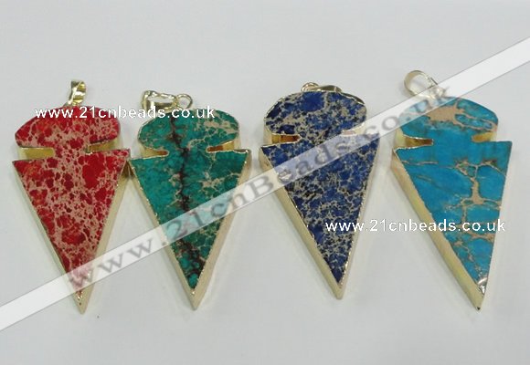 NGP2824 25*50mm - 27*55mm arrowhead sea sediment jasper pendants