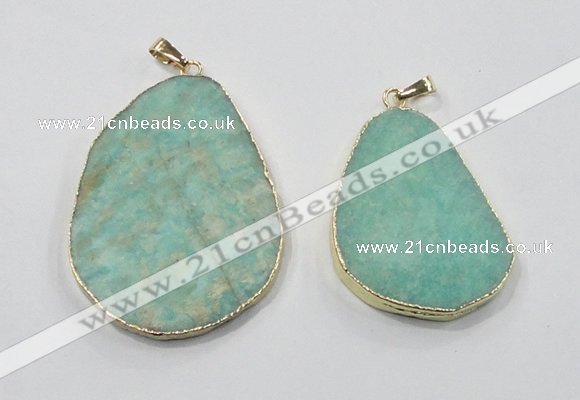 NGP2837 30*40mm - 40*50mm freeform amazonite gemstone pendants