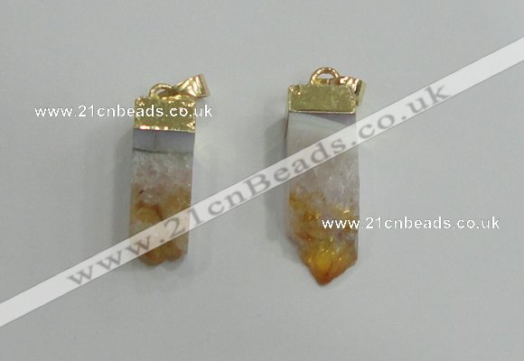 NGP2839 8*25mm - 12*40mm sticks druzy citrine gemstone pendants