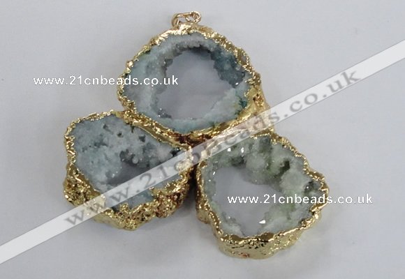 NGP2868 25*30mm - 40*45mm freeform druzy agate pendants