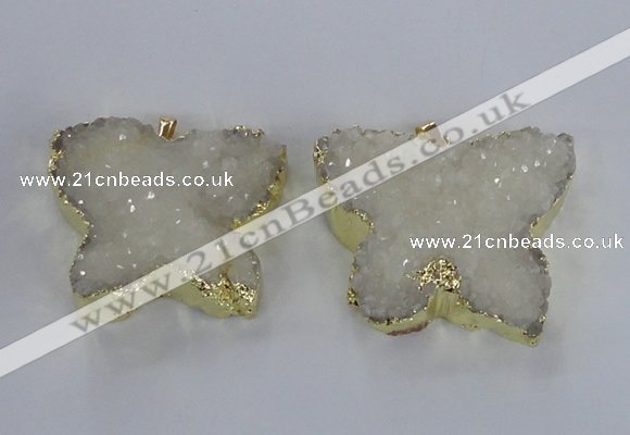 NGP2870 40*50mm - 45*55mm butterfly druzy agate pendants wholesale