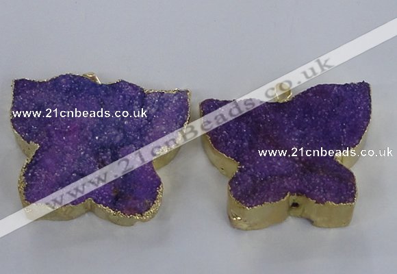 NGP2872 40*50mm - 45*55mm butterfly druzy agate pendants wholesale