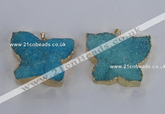 NGP2874 40*50mm - 45*55mm butterfly druzy agate pendants wholesale