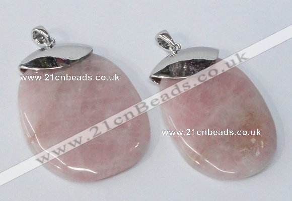 NGP2879 45*65mm - 50*70mm freeform rose quartz gemstone pendants