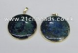 NGP2930 40*42mm flat round chrysocolla gemstone pendants