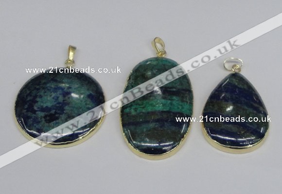 NGP2931 30*40mm - 30*50mm freeform chrysocolla gemstone pendants