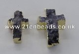 NGP2933 25*40mm – 30*50mm cross druzy agate gemstone pendants wholesale