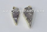 NGP2954 15*35mm - 20*45mm arrowhead druzy agate pendants wholesale