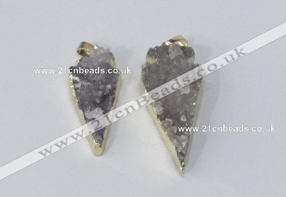 NGP2954 15*35mm - 20*45mm arrowhead druzy agate pendants wholesale