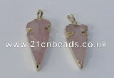 NGP3027 15*35mm – 20*50mm arrowhead rose quartz gemstone pendants