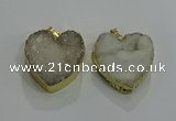 NGP3047 30*30mm heart druzy agate gemstone pendants