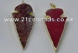 NGP3052 25*50mm - 28*55mm arrowhead agate pendants wholesale