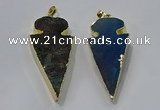 NGP3054 25*50mm - 28*55mm arrowhead agate pendants wholesale