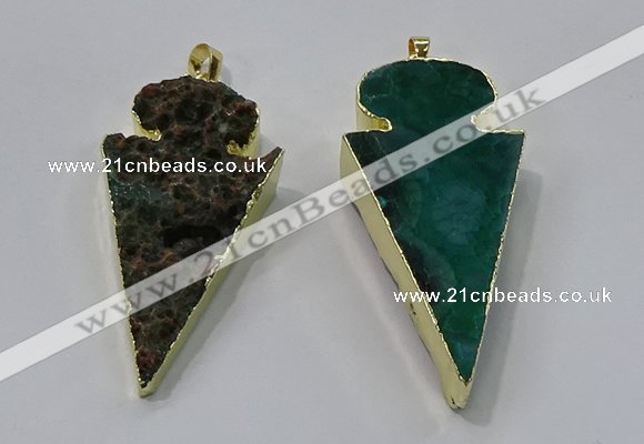 NGP3055 25*50mm - 28*55mm arrowhead agate pendants wholesale