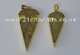 NGP3065 18*40mm – 22*50mm arrowhead sea sediment jasper pendants