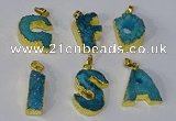 NGP3074 20*25mm - 25*30mm letter druzy agate pendants wholesale