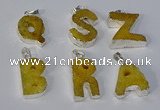 NGP3078 20*25mm - 25*30mm letter druzy agate pendants wholesale